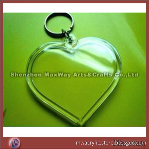 Heart-shaped clear acrylic/lucite key chain/key ring